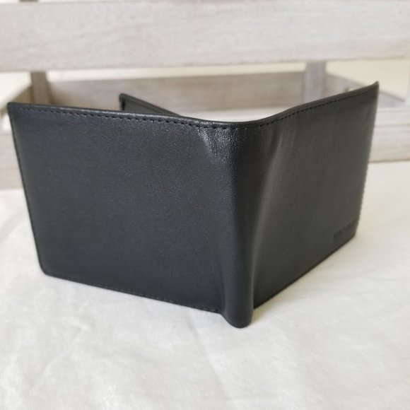NWT! ANDOILT Black Leather Bifold Slim Wallet w/RFID Blocking and Storage Pouch - Picture 7 of 11